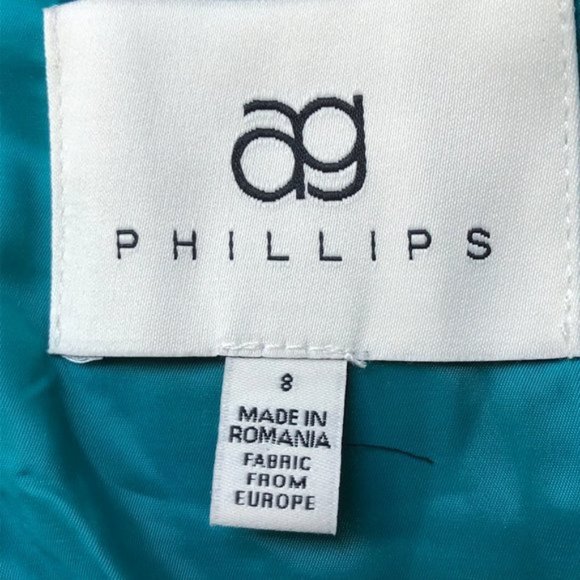 AG Phillips Size 8 Dress Teal Textured Sleeveless Career Style Pleated Skirt - Picture 7 of 9